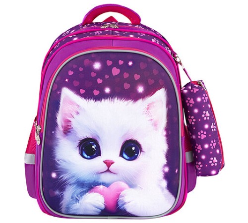 Рюкзак BRAUBERG KIDS MIND с пеналом в комплекте, 2 отделения, 