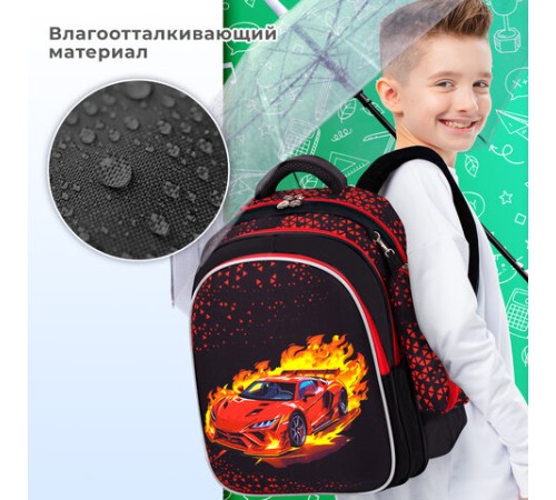 Рюкзак BRAUBERG KIDS MIND с пеналом в комплекте, 2 отделения, 
