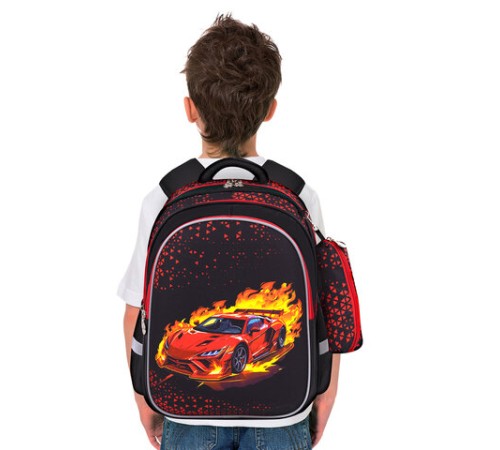 Рюкзак BRAUBERG KIDS MIND с пеналом в комплекте, 2 отделения, 