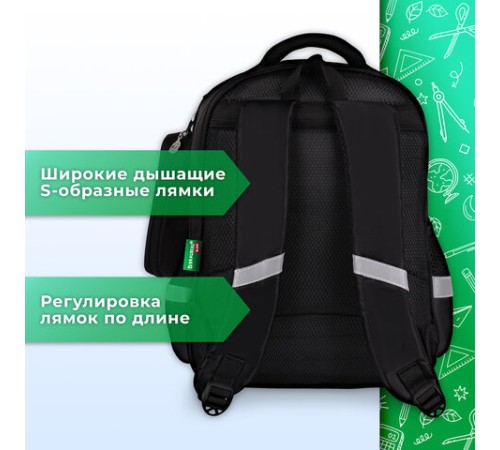 Рюкзак BRAUBERG KIDS MIND с пеналом в комплекте, 2 отделения, 