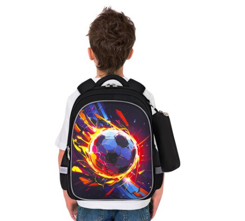 Рюкзак BRAUBERG KIDS MIND с пеналом в комплекте, 2 отделения, 