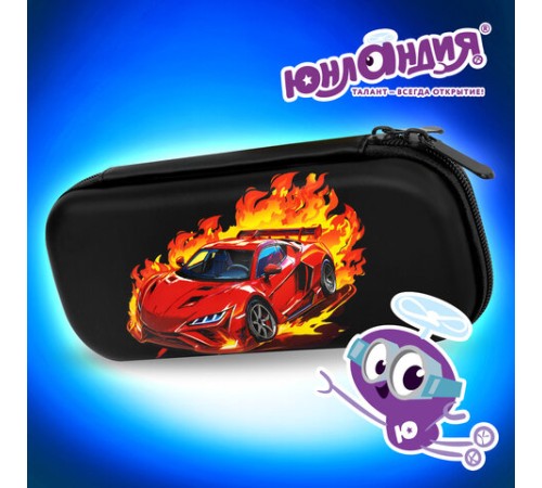 Пенал ЮНЛАНДИЯ, 1 отделение, 1 откидная планка, карман, EVA покрытие soft-touch, 22х10х5 см, 