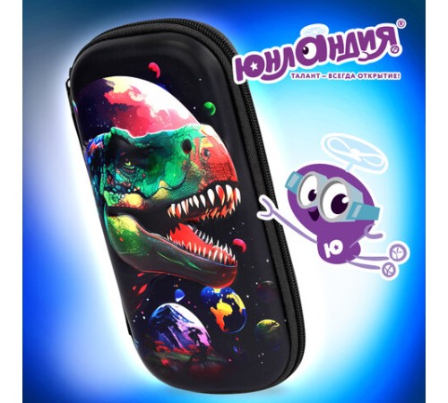 Пенал ЮНЛАНДИЯ, 1 отделение, 1 откидная планка, карман, EVA покрытие soft-touch, 22х10х5 см, 