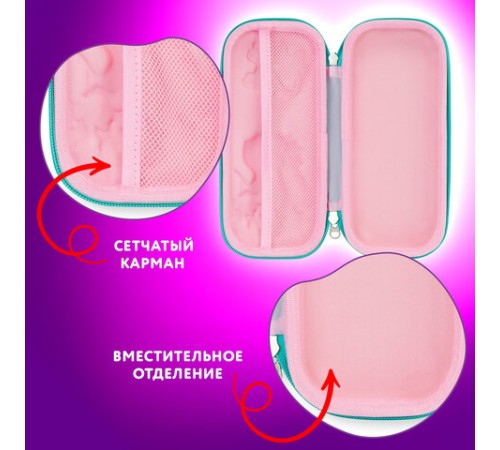 Пенал ЮНЛАНДИЯ, 1 отделение, карман, полиэстер/EVA, 22х10х5 см, 