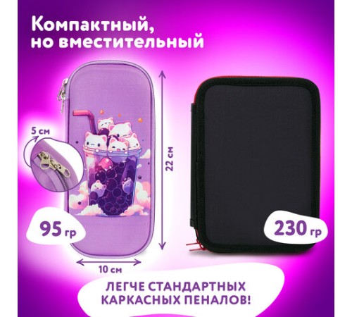 Пенал ЮНЛАНДИЯ, 1 отделение, карман, полиэстер/EVA, 22х10х5 см, 