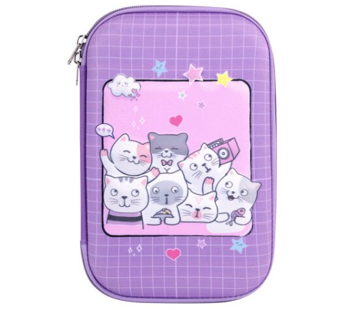 Пенал ЮНЛАНДИЯ большой, 1 отделение, 1 откидная планка, карман, полиэстер/EVA, 22х15х5 см, 