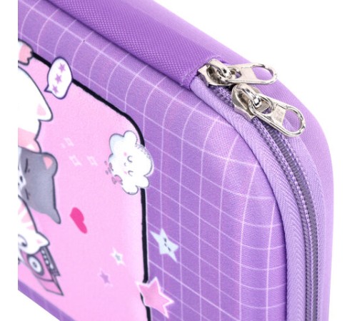 Пенал ЮНЛАНДИЯ большой, 1 отделение, 1 откидная планка, карман, полиэстер/EVA, 22х15х5 см, 