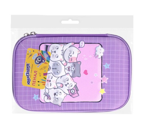 Пенал ЮНЛАНДИЯ большой, 1 отделение, 1 откидная планка, карман, полиэстер/EVA, 22х15х5 см, 