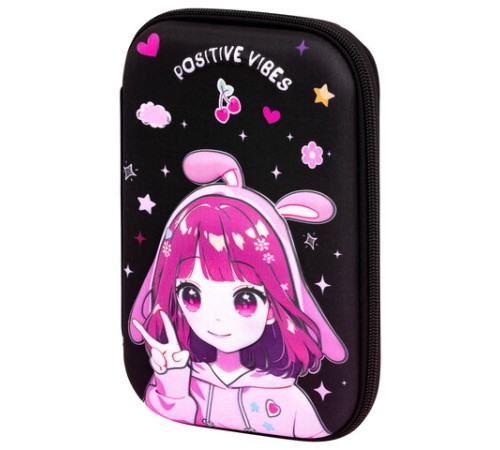 Пенал ЮНЛАНДИЯ большой, 1 отделение, 1 откидная планка, карман, полиэстер/EVA, 22х15х5 см, 