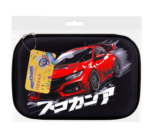 Пенал ЮНЛАНДИЯ большой, 1 отделение, 1 откидная планка, карман, полиэстер/EVA, 22х15х5 см, 