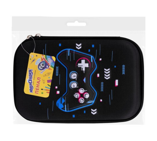 Пенал ЮНЛАНДИЯ большой, 1 отделение, 1 откидная планка, карман, полиэстер/EVA, 22х15х5 см, 