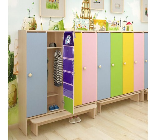 Кармашки-органайзер в шкафчик для детского сада BRAUBERG KIDS, крепление на липучке, наклейки-подсказки, 24х88 см, 