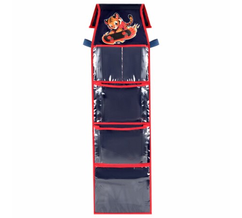 Кармашки-органайзер в шкафчик для детского сада BRAUBERG KIDS, крепление на липучке, наклейки-подсказки, 24х88 см, 