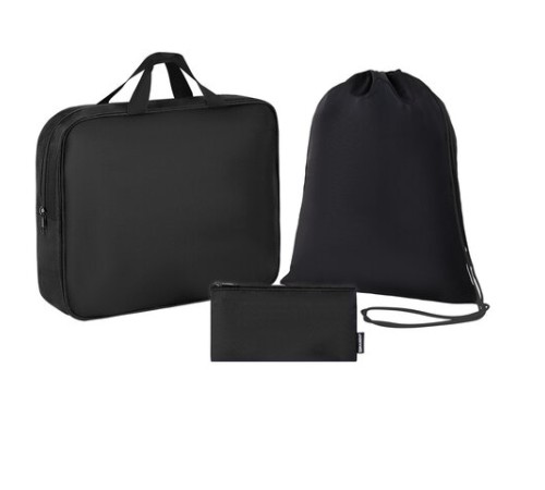 Папка на молнии с ручками А4, мешок для обуви 42х33 см, пенал 20х10 см, черный, НАБОР BRAUBERG, 273288