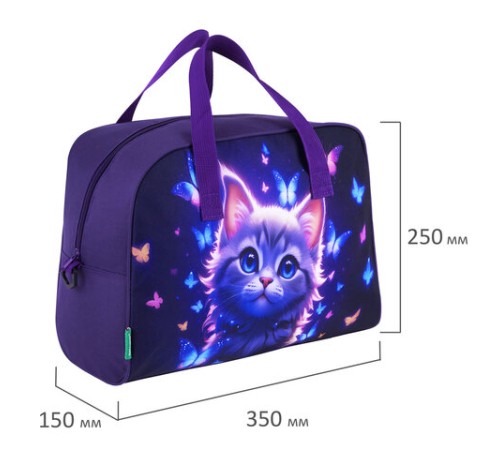 Сумка для занятий с плечевым ремнем, подкладкой BRAUBERG KIDS с ручками, 35x25x15 см, 