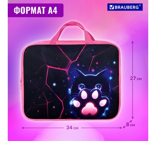 Папка на молнии с ручками BRAUBERG А4, 1 отделение, полиэстер, 80 мм, 
