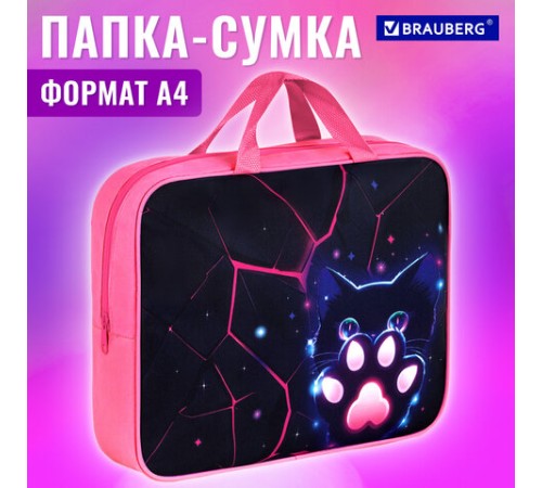 Папка на молнии с ручками BRAUBERG А4, 1 отделение, полиэстер, 80 мм, 