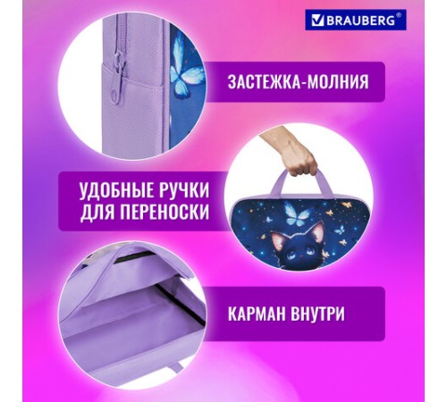 Папка на молнии с ручками BRAUBERG А4, 1 отделение, полиэстер, 80 мм, 