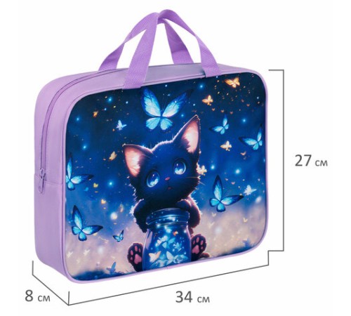 Папка на молнии с ручками BRAUBERG А4, 1 отделение, полиэстер, 80 мм, 