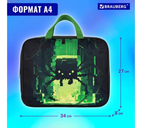 Папка на молнии с ручками BRAUBERG А4, 1 отделение, полиэстер, 80 мм, 
