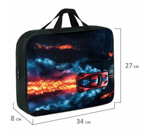 Папка на молнии с ручками BRAUBERG А4, 1 отделение, полиэстер, 80 мм, 