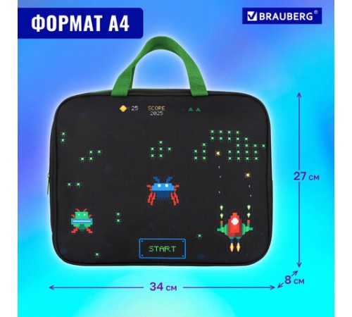 Папка на молнии с ручками BRAUBERG А4, 1 отделение, полиэстер, 80 мм, 