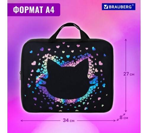 Папка на молнии с ручками BRAUBERG А4, 1 отделение, полиэстер, 80 мм, 