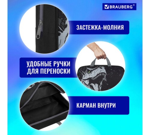 Папка на молнии с ручками BRAUBERG А4, 1 отделение, полиэстер, 80 мм, 