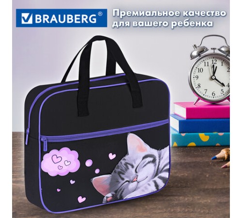 Папка на молнии с ручками BRAUBERG А4, 1 отделение, карман на молнии, 80 мм, 
