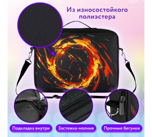 Папка на молнии с ручками BRAUBERG KIDS А4, 1 отделение, регулируемый плечевой ремень, 60 мм, 