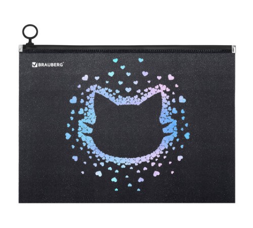 Папка для тетрадей BRAUBERG А4, 1 отделение, пластик, на zip-lock молнии, 