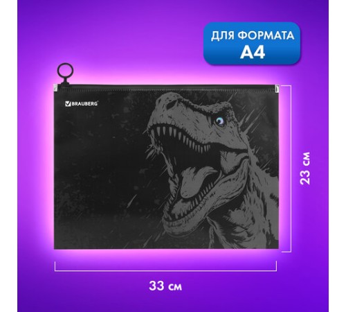 Папка для тетрадей BRAUBERG А4, 1 отделение, пластик, на zip-lock молнии, 