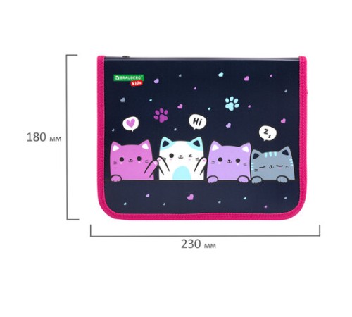 Папка для тетрадей BRAUBERG KIDS А5, 1 отделение, пластик, молния вокруг, 