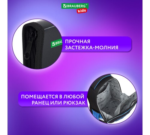 Папка для тетрадей BRAUBERG KIDS А5, 1 отделение, пластик, молния вокруг, 
