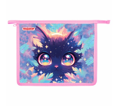 Папка для тетрадей ПИФАГОР А5, 1 отделение, пластик, на молнии, 