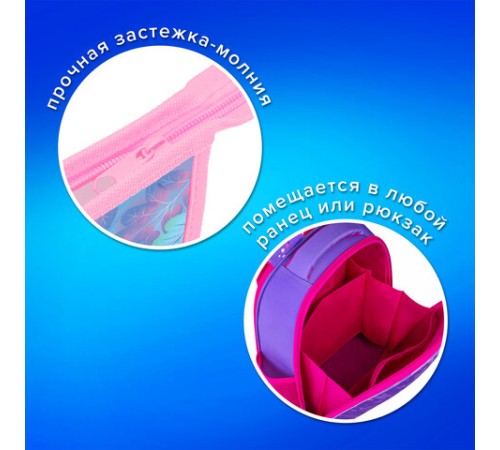 Папка для тетрадей ПИФАГОР А5, 1 отделение, пластик, на молнии, 