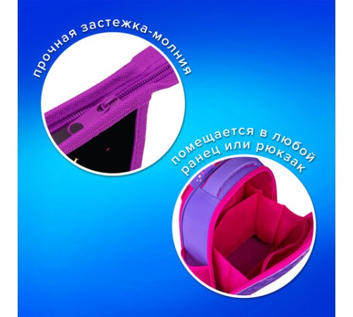 Папка для тетрадей ПИФАГОР А5, 1 отделение, пластик, на молнии, 