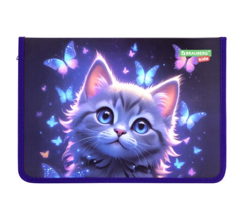 Папка для тетрадей BRAUBERG KIDS А4, 1 отделение, пластик, молния вокруг, 