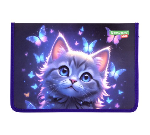Папка для тетрадей BRAUBERG KIDS А4, 1 отделение, пластик, молния вокруг, 
