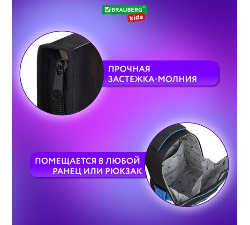 Папка для тетрадей BRAUBERG KIDS А4, 1 отделение, пластик, молния вокруг, 