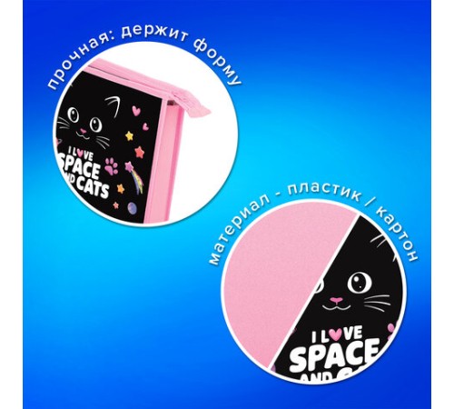 Папка для тетрадей ПИФАГОР А4, 1 отделение, картон/пластик, на молнии, 