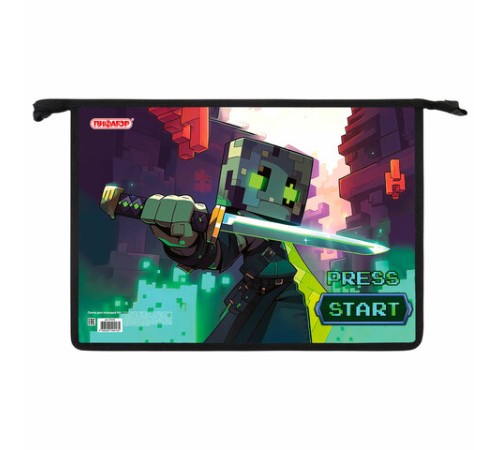 Папка для тетрадей ПИФАГОР А4, 1 отделение, картон/пластик, на молнии, 