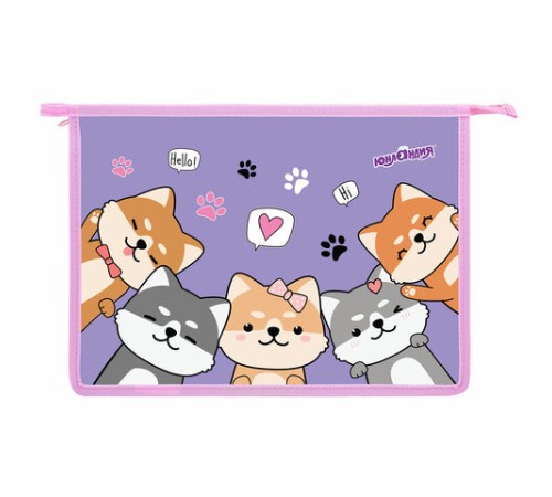 Папка для тетрадей ЮНЛАНДИЯ А4, 1 отделение, пластик, на молнии, 