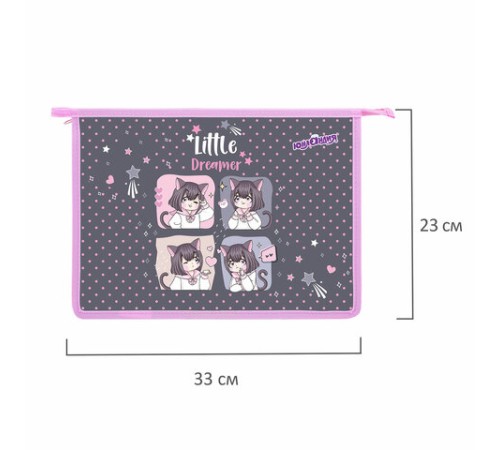 Папка для тетрадей ЮНЛАНДИЯ А4, 1 отделение, пластик, на молнии, 