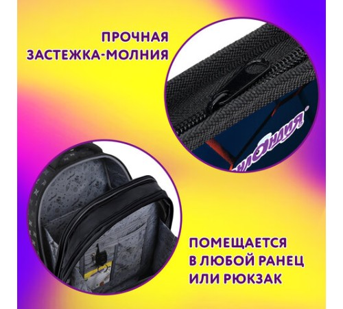 Папка для тетрадей ЮНЛАНДИЯ А4, 1 отделение, пластик, на молнии, 