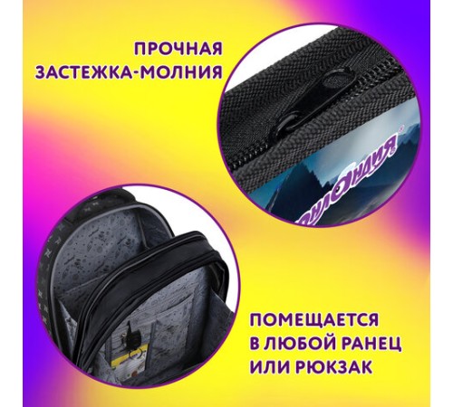 Папка для тетрадей ЮНЛАНДИЯ А4, 1 отделение, пластик, на молнии, 