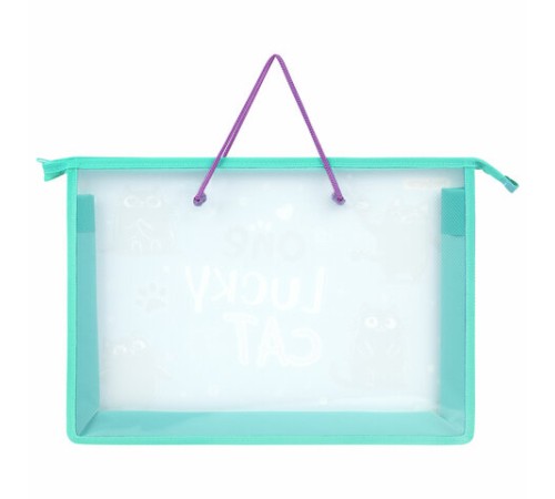 Папка на молнии с ручками ПИФАГОР А4, 1 отделение, пластик, ручки-шнурок, 