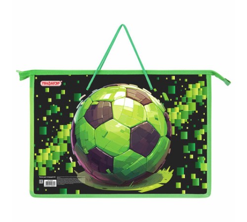 Папка на молнии с ручками ПИФАГОР А4, 1 отделение, пластик, ручки-шнурок, 