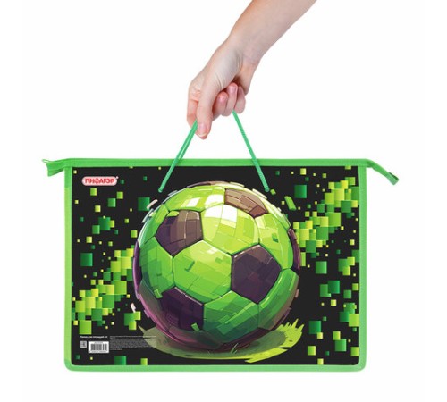 Папка на молнии с ручками ПИФАГОР А4, 1 отделение, пластик, ручки-шнурок, 