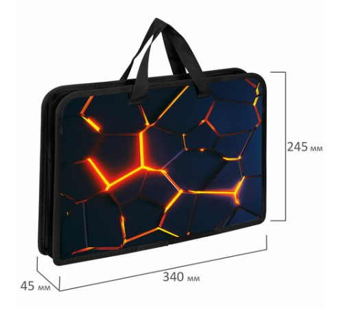 Папка на молнии с ручками ЮНЛАНДИЯ А4, 1 отделение, пластик, ширина 45 мм, 